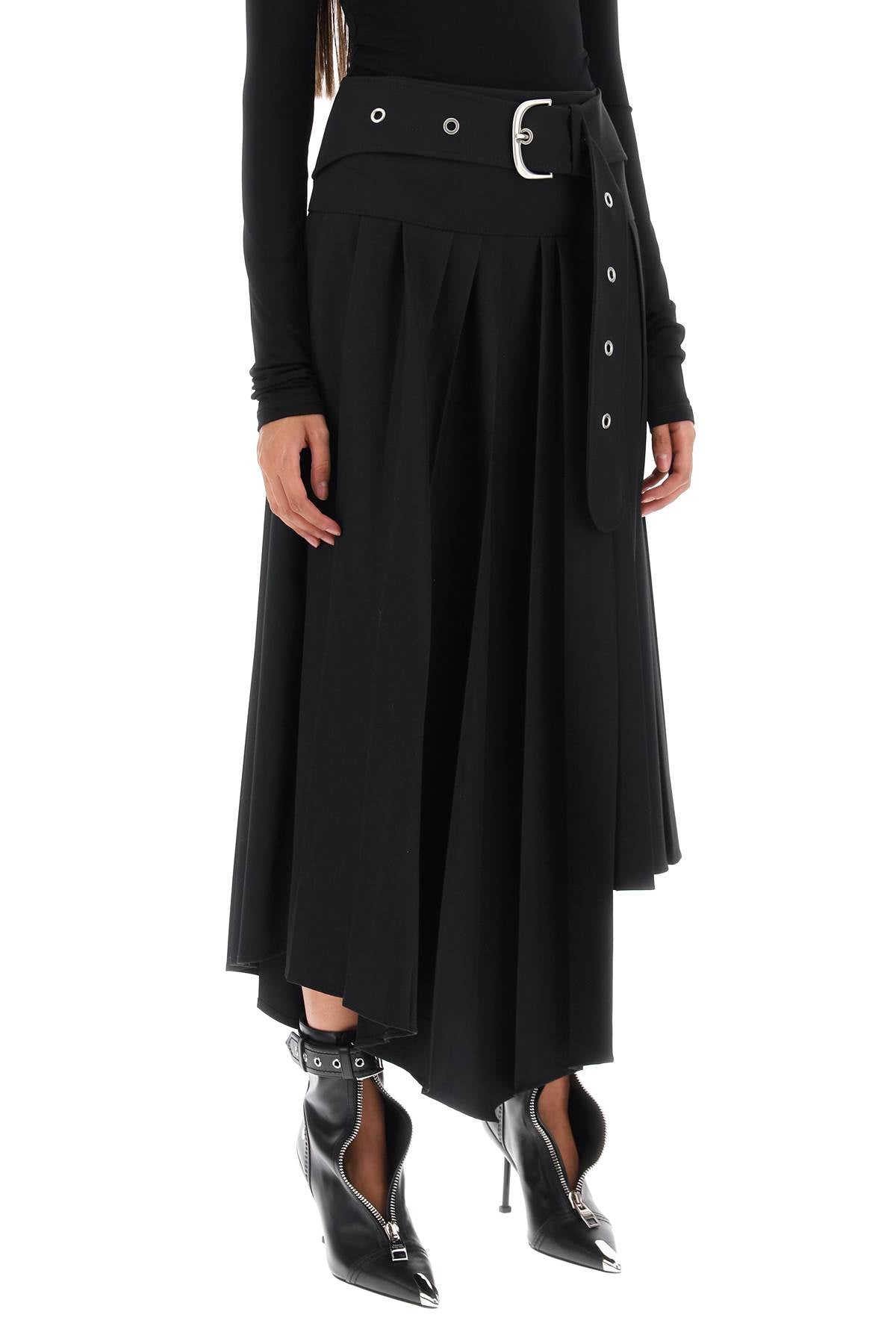 OFF-WHITE Sophia - Elegant Belted Tech Drill Skirt for Women