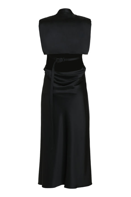 OFF-WHITE Black Satin Long Dress for Women