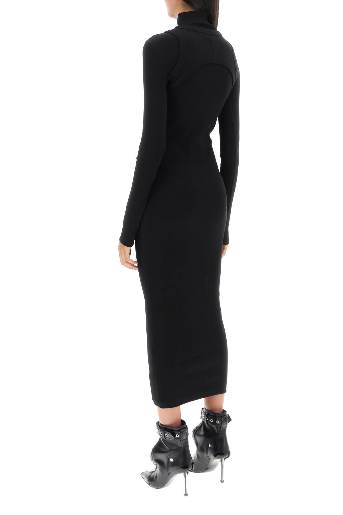 OFF-WHITE Black Ribbed Midi-Dress for Women, FW23 Collection