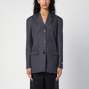 OFF-WHITE Grey Pinstripe Single-Breasted Jacket for Women