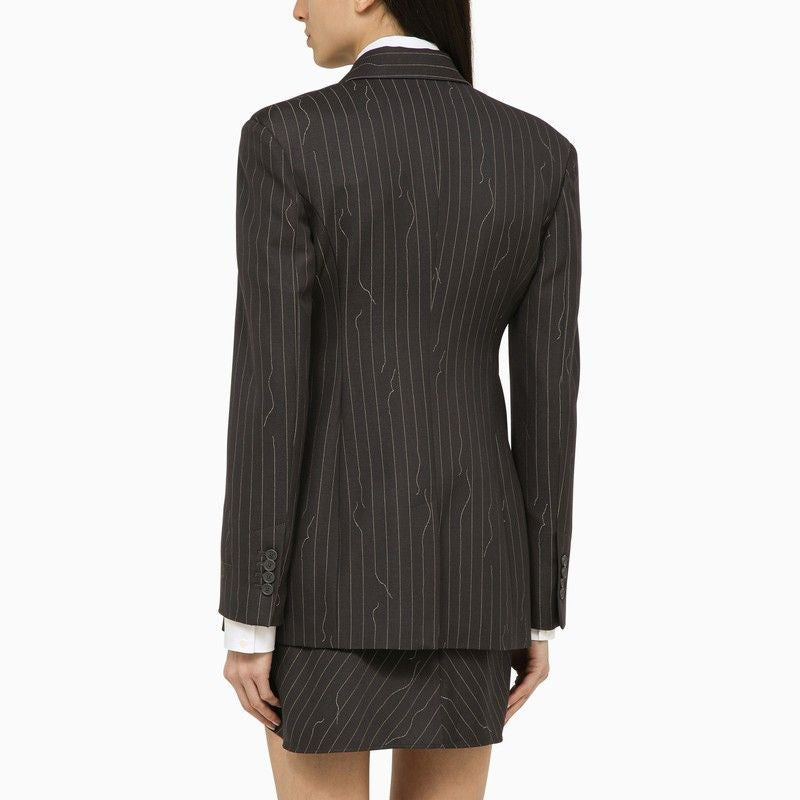 OFF-WHITE Tailored Grey Pinstripe Jacket