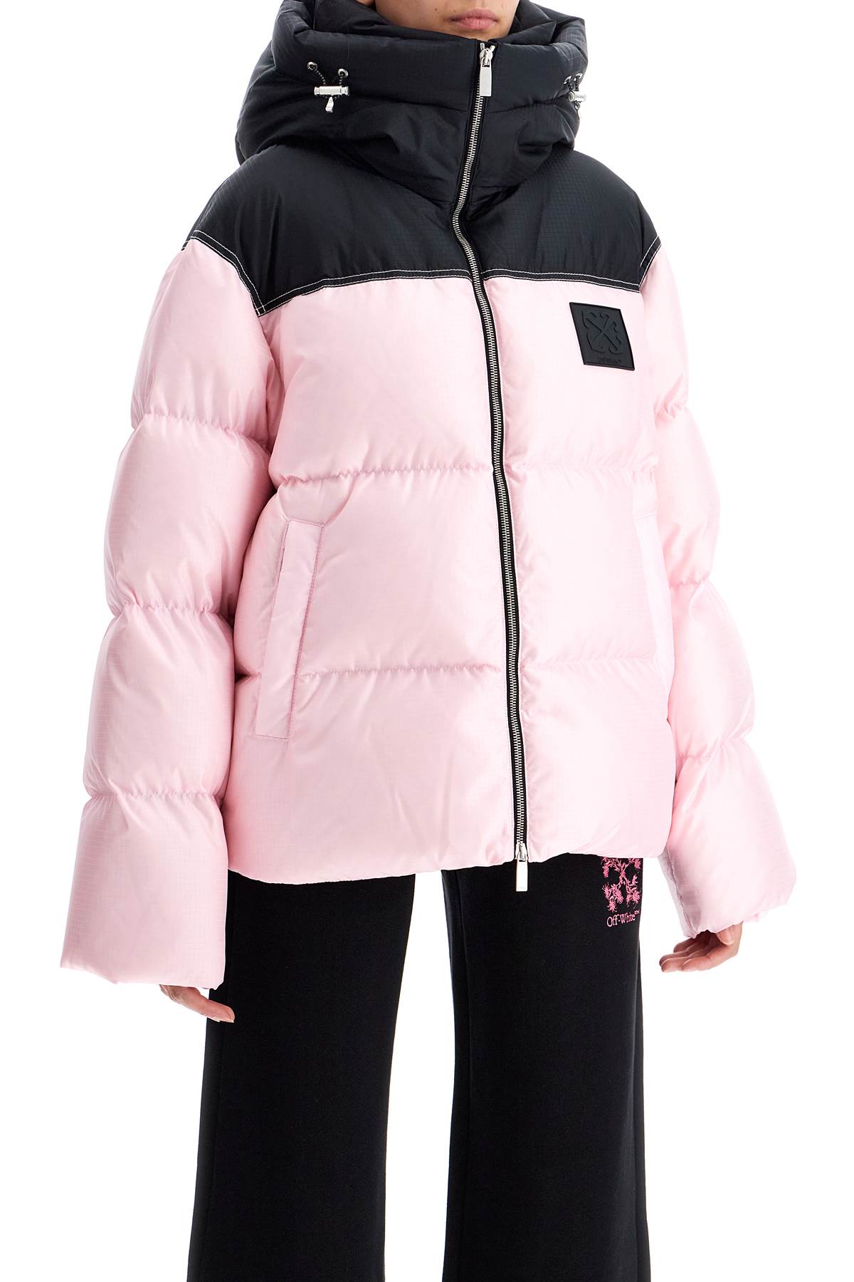 OFF-WHITE Color Block Quilted Down Jacket with Hood