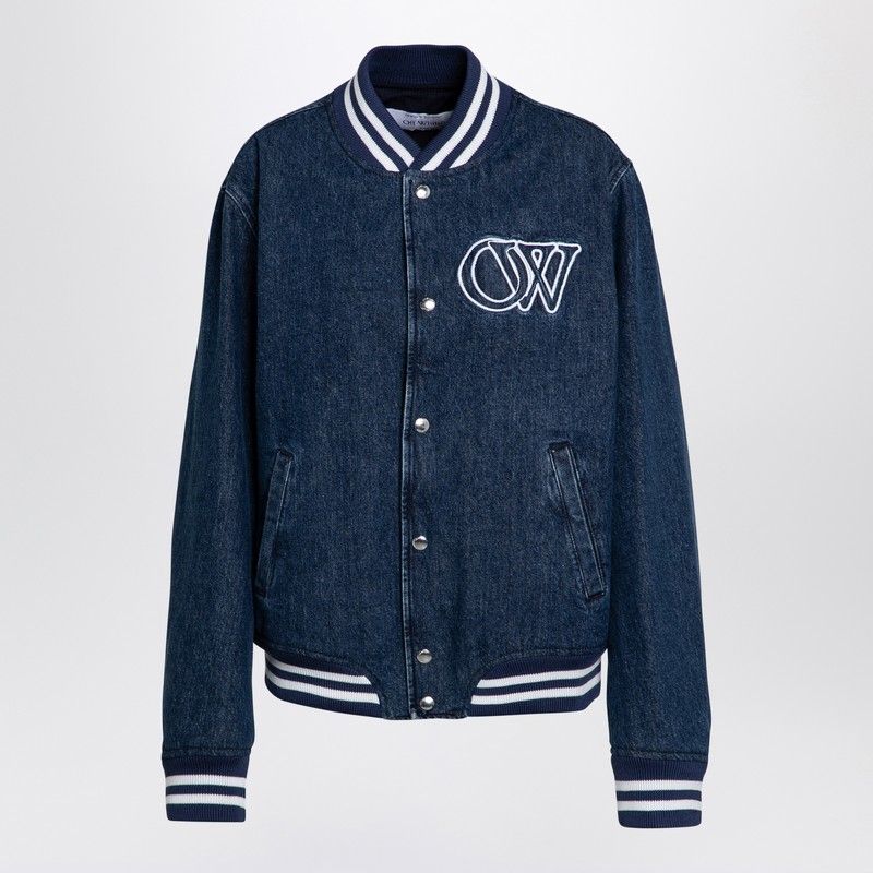 OFF-WHITE Contemporary Blue Denim Bomber Jacket