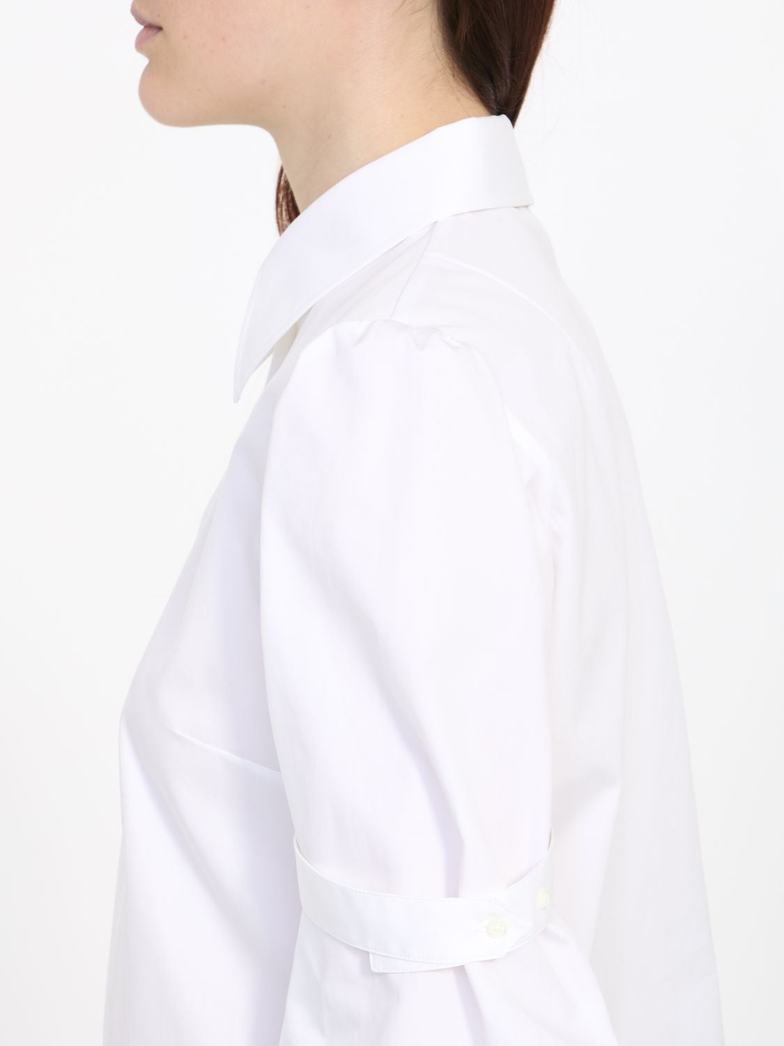 OFF-WHITE White Cotton Poplin Shirt with Straps and OW Embroidery