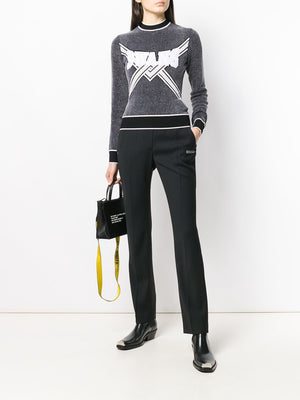 OFF-WHITE Stylish Grey, Black and White Knit Top for Women