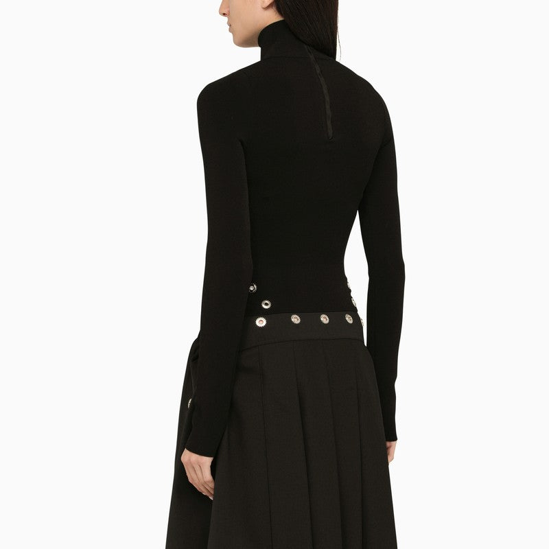 OFF-WHITE Black Viscose Turtleneck with Metallic Details for Women - FW23