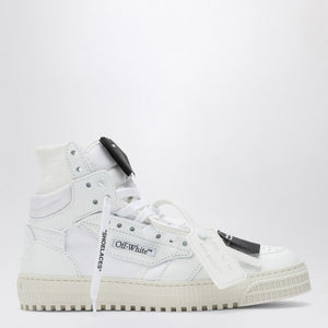 OFF-WHITE White Leather Panelled Sneakers for Women with Detachable Logo Patch and Ridged Rubber Sole