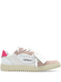 OFF-WHITE Chic Women’s High-Top Sneakers - Stylish Beige & Pink Heel