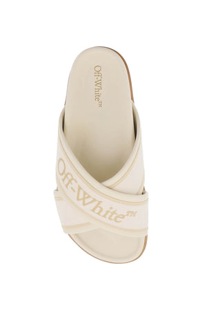 OFF-WHITE Grey Embroidered Leather Sandals for Women from SS24 Collection