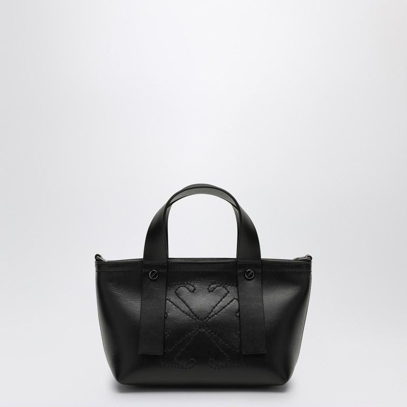 OFF-WHITE Elegant Black Leather Handbag with Logo