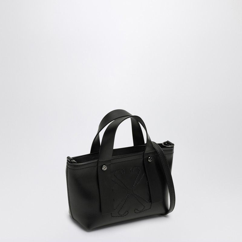 OFF-WHITE Elegant Black Leather Handbag with Logo