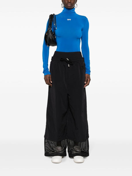 OFF-WHITE Crispy Black Wide Mesh Trousers for Women