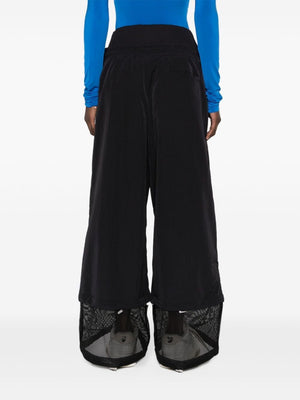 OFF-WHITE Crispy Black Wide Mesh Trousers for Women