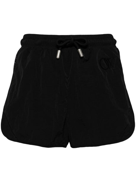 OFF-WHITE Black Grid Detail Crispy Shorts for Women