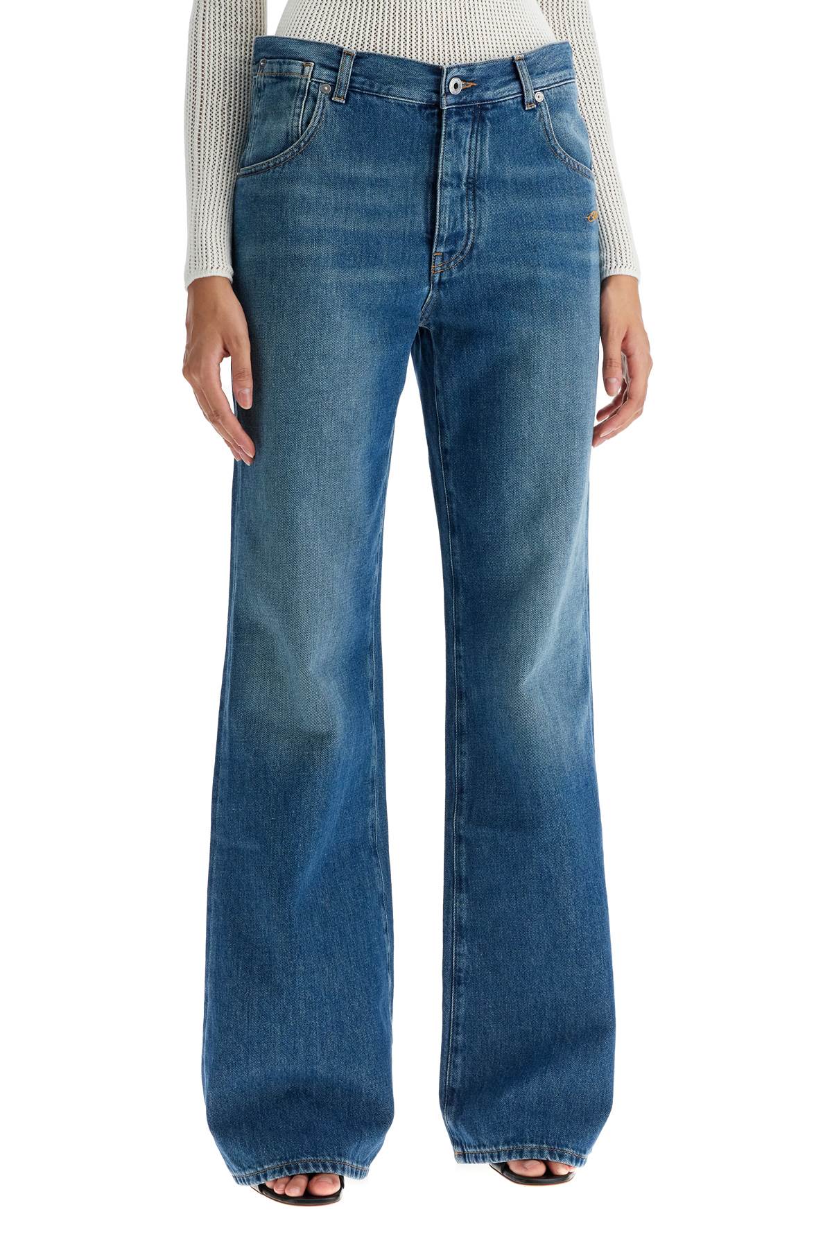 OFF-WHITE Chic Wide Leg Mid-Rise Jeans