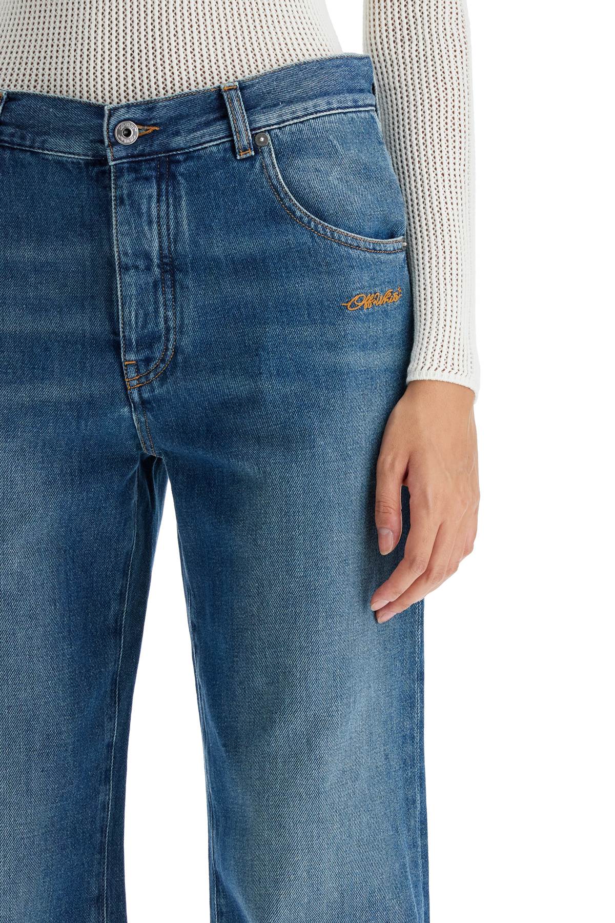 OFF-WHITE Chic Wide Leg Mid-Rise Jeans