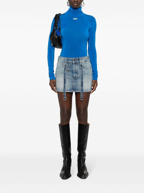 OFF-WHITE Vintage Blue Denim Cargo Mini Skirt for Women - SS24 Collection