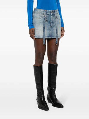 OFF-WHITE Vintage Blue Denim Cargo Mini Skirt for Women - SS24 Collection