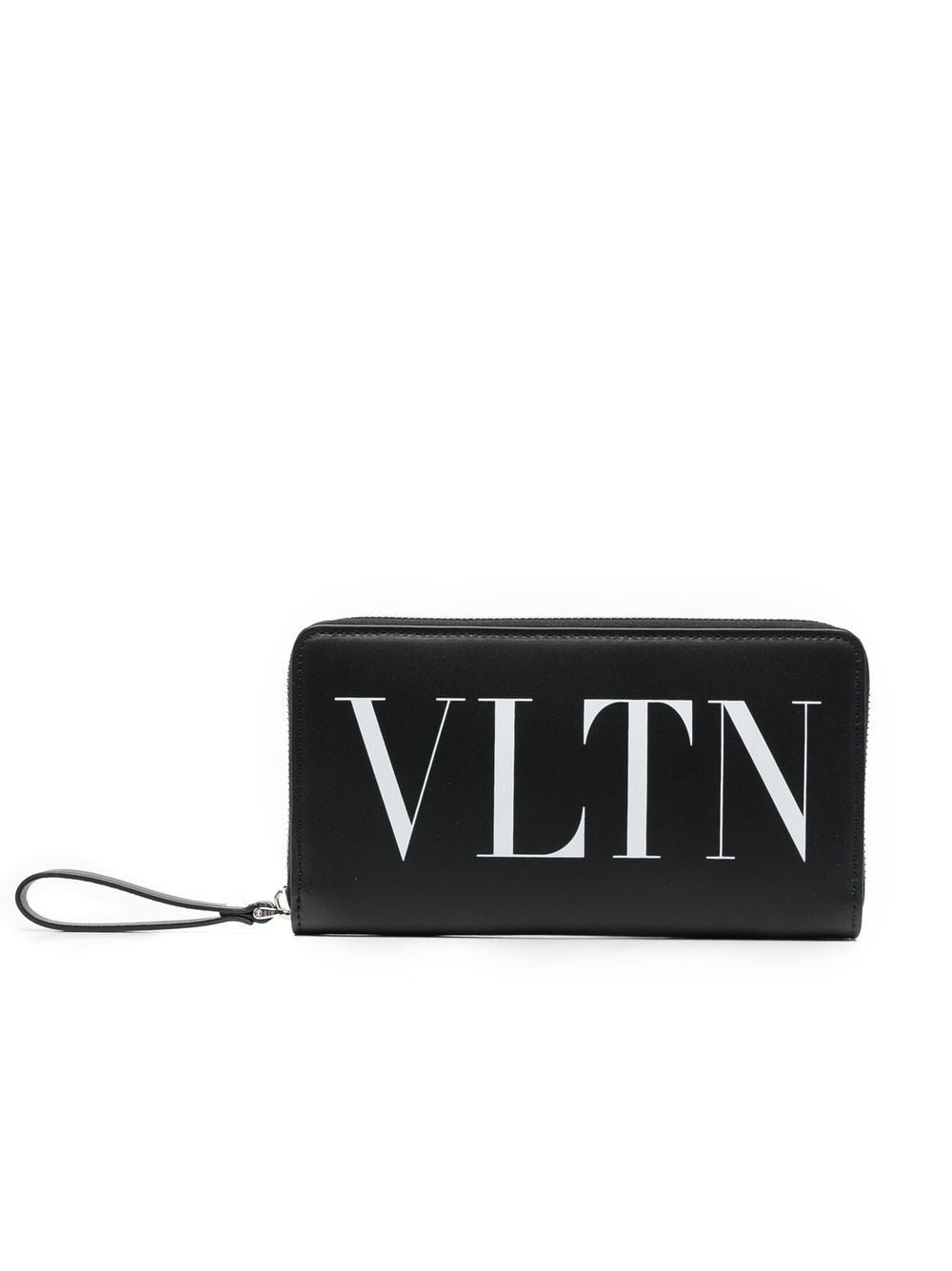 VALENTINO GARAVANI Black Logo Print Zip Around Wallet for Men - SS23 Collection