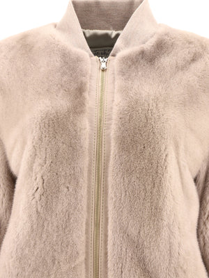 GIOVI Beige Mink Fur Bomber Jacket for Women - FW23 Collection