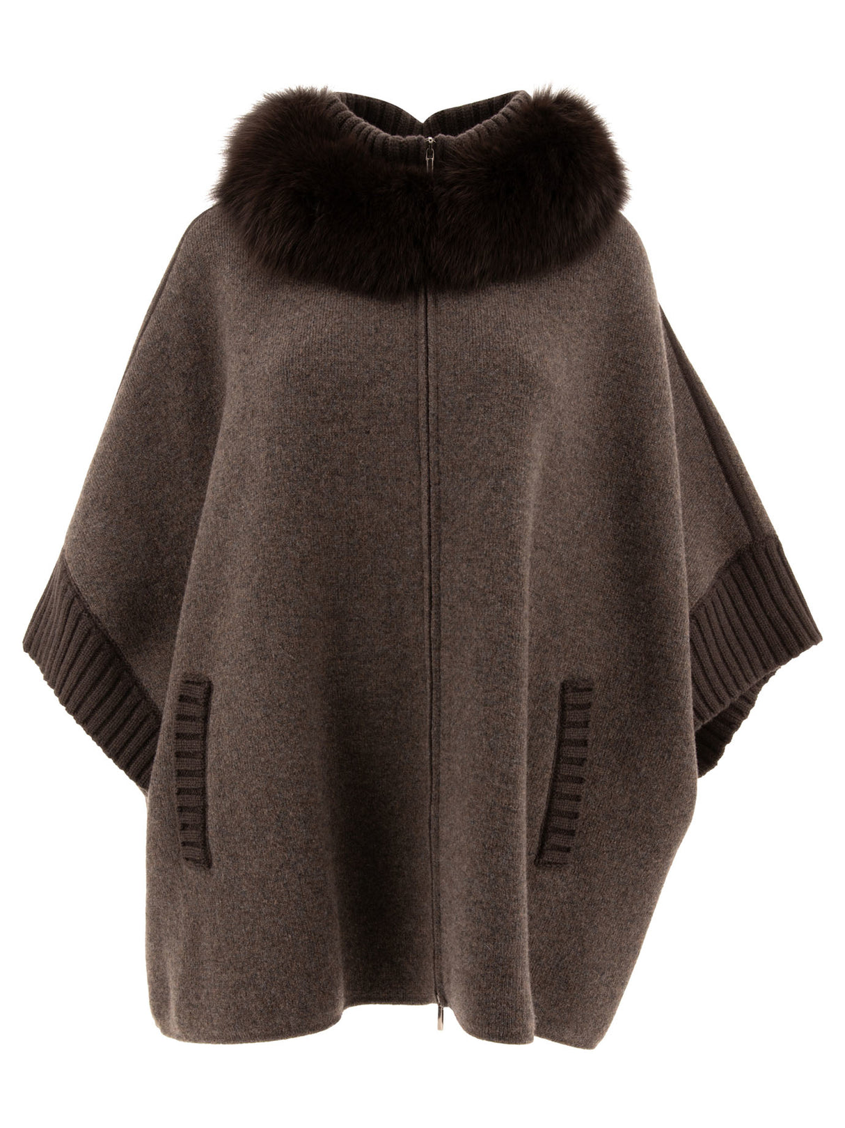 GIOVI Luxurious Mocha Wool-Cashmere Poncho