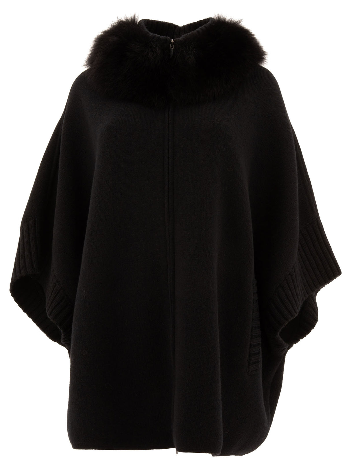 GIOVI Luxurious Black Wool-Cashmere Poncho