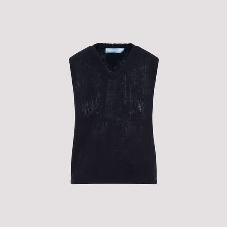 PRADA Blue Wool Gilet for Women - SS24 Collection