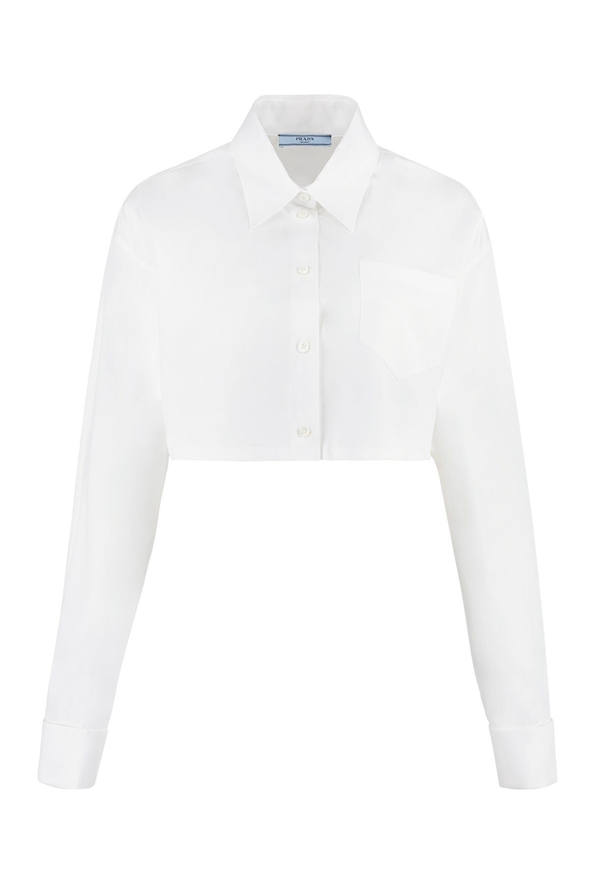 PRADA White Cotton Poplin Shirt with Steel Cufflinks for Women