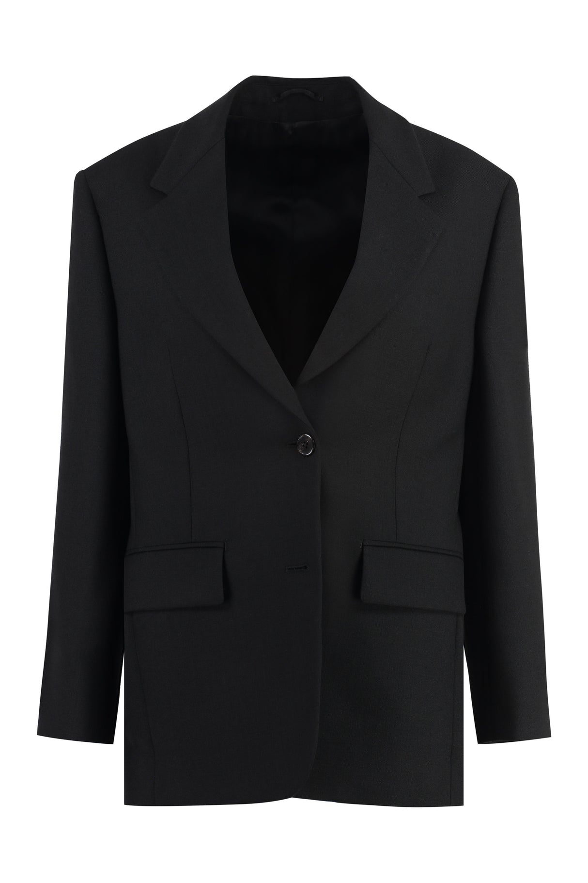 PRADA SINGLE-BREASTED TWO-BUTTON BLAZER - Black