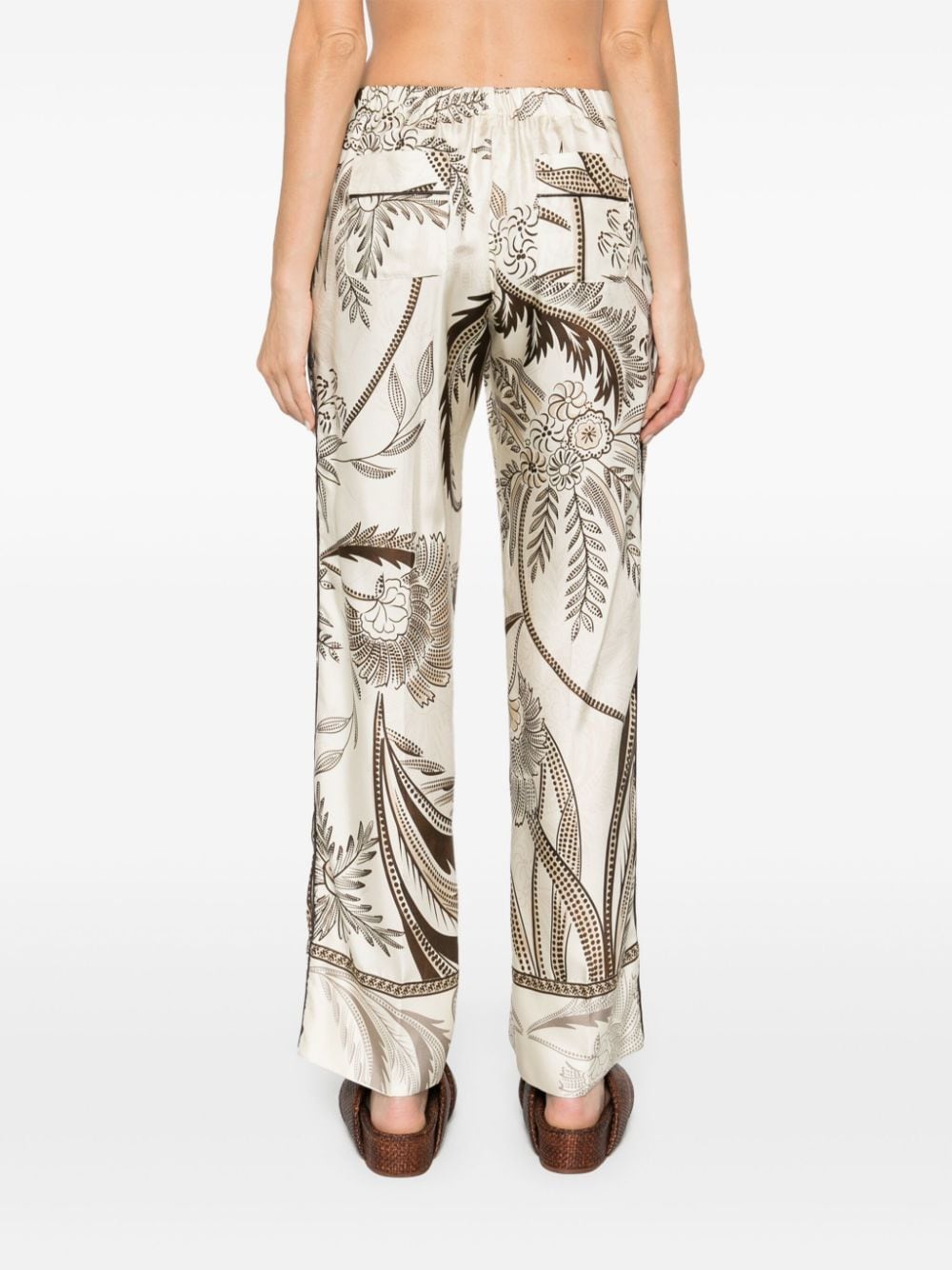 F.R.S FOR RESTLESS SLEEPERS Elegant Floral Silk Trousers