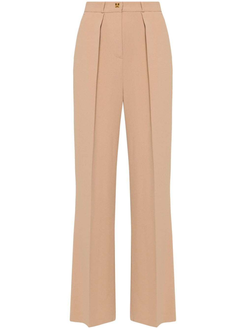 ELISABETTA FRANCHI Emblem Crepe Straight Trousers for Women - FW24