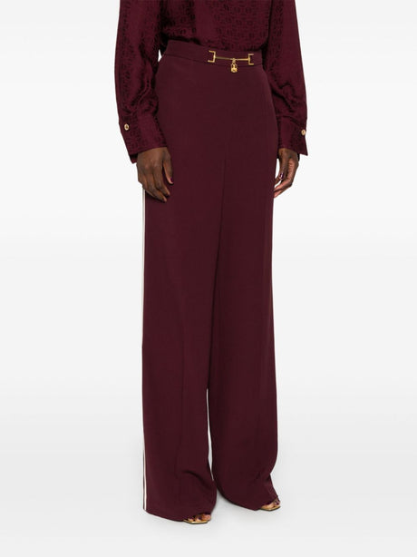 ELISABETTA FRANCHI Marine Straight Pants with Golden Logo