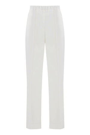 FABIANA FILIPPI White Viscose Trousers for Women with Gathered Elastic Waist and Detailed Embroidery