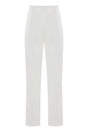 FABIANA FILIPPI White Viscose Trousers for Women with Gathered Elastic Waist and Detailed Embroidery