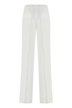 FABIANA FILIPPI White Viscose Trousers for Women with Gathered Elastic Waist and Detailed Embroidery