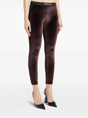 TOM FORD Logo Waist Velvet Leggings for Women (Black)