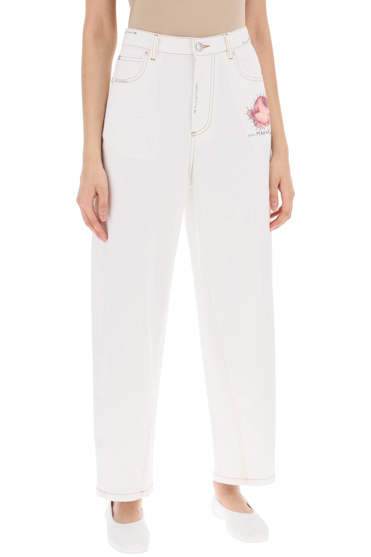 MARNI White Logo Application Jeans for Women