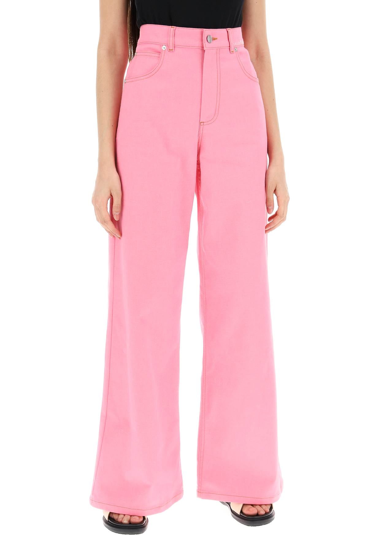 MARNI Lightweight Denim Jeans - Wide Leg Silhouette, Regular Waist, Pink