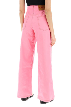 MARNI Lightweight Denim Jeans - Wide Leg Silhouette, Regular Waist, Pink