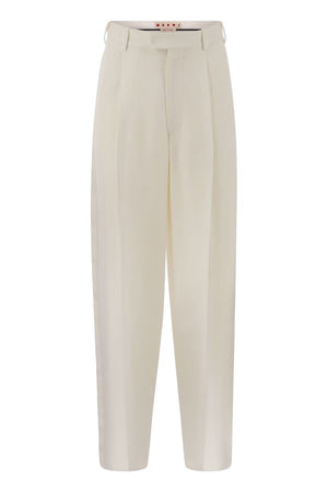 MARNI White High Waist Baggy Trousers for Women