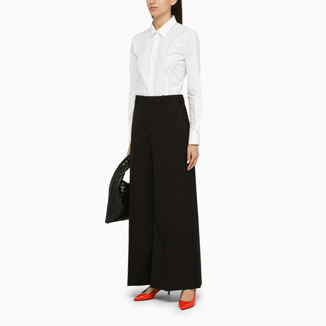 MARNI Black Wool Palazzo Trousers for Women in FW23