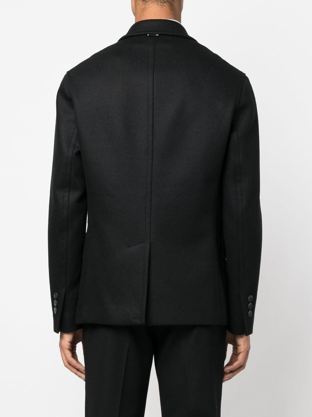 NEIL BARRETT Men's Black Zip-Up Peacoat for FW22