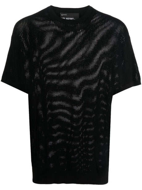 NEIL BARRETT Men's Black Ribbed Short Sleeve Blouson Jumper for SS23