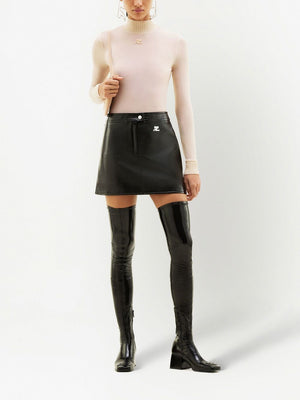 COURREGÈS Classic Flared Vinyl Effect Mini Skirt