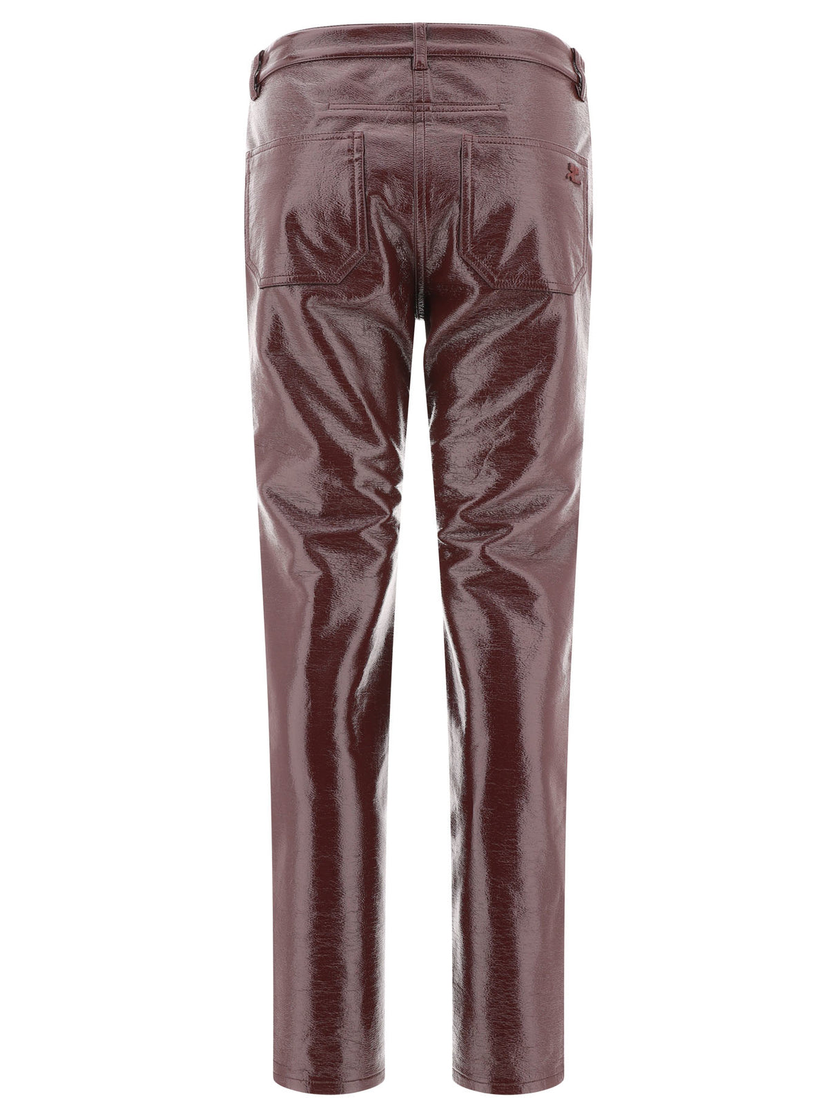 COURREGÈS Burgundy 5-Pocket Vinyl Pants for Women - SS24 Collection