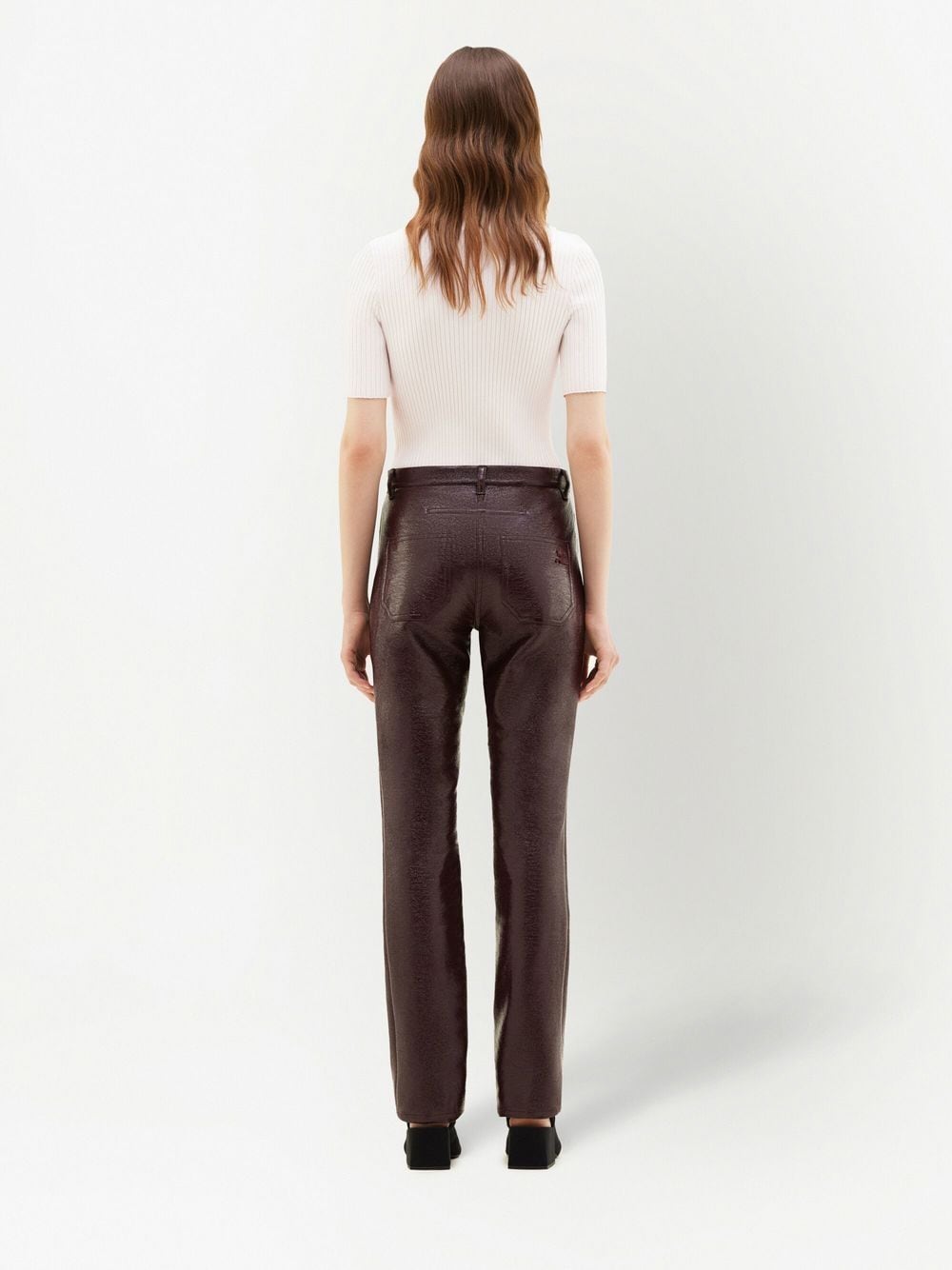 COURREGÈS Burgundy 5-Pocket Vinyl Pants for Women - SS24 Collection