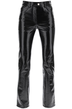 COURREGÈS Vinyl-Effect Coated Cotton Pants for Women - Slim Fit and Straight-Cut Leg - SS24