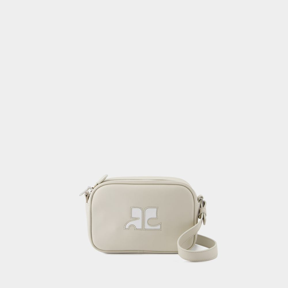 COURREGÈS Mini Gray Leather Crossbody Bag