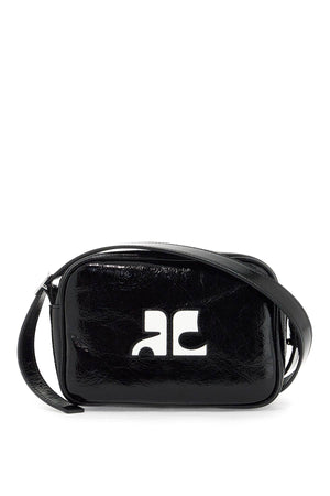 COURREGÈS Mini Patent Leather Crossbody Handbag with Logo