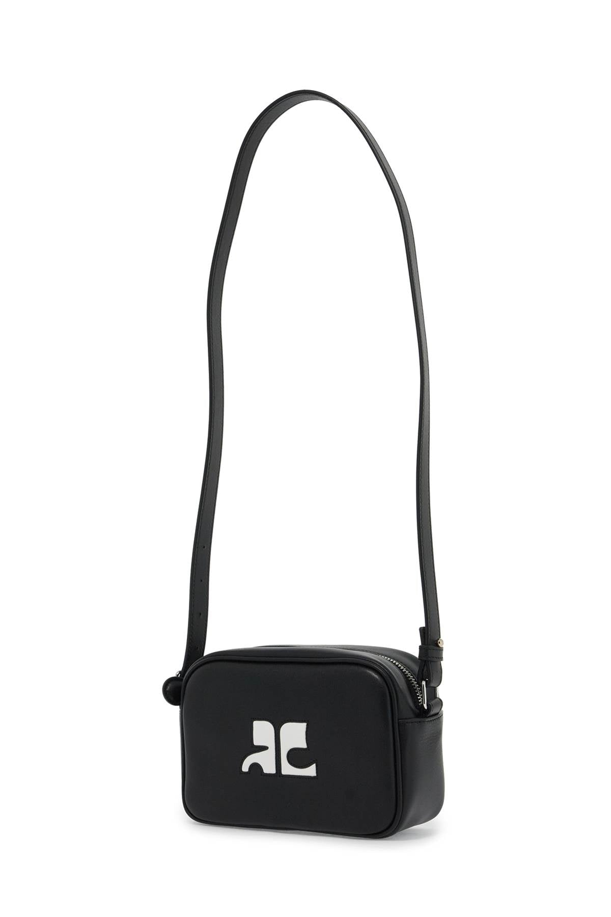 COURREGÈS Elegant Mini Camera Crossbody in Black Leather